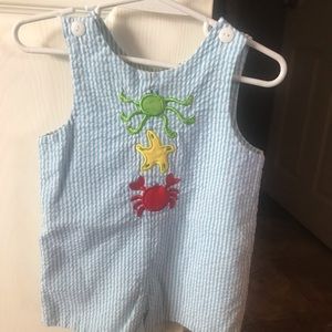 Baby boy smocked romper